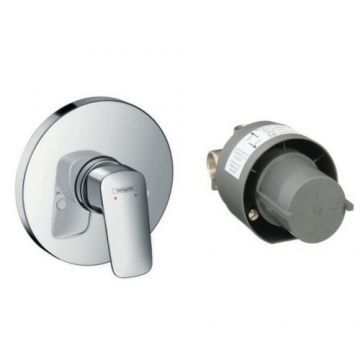 Baterie dus incastrata Hansgrohe Logis, rotunda, cu corp incastrat - Culoare Crom