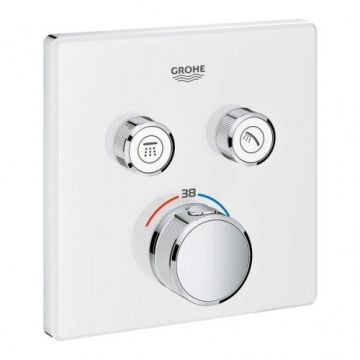 Baterie dus incastrata termostatata Grohe Grohtherm SmartControl, alb, patrata - Culoare Alb pal