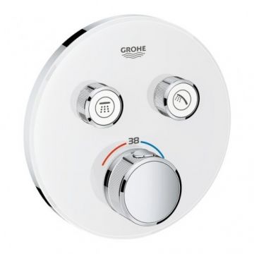 Baterie dus incastrata termostatata Grohe Grohtherm SmartControl, alb, rotunda - Culoare Alb pal