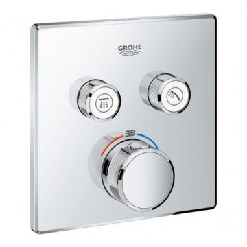 Baterie dus incastrata termostatata Grohe Grohtherm SmartControl, patrata - Culoare Crom