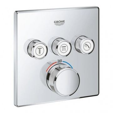 Baterie dus incastrata termostatata Grohe Grohtherm SmartControl, patrata - Culoare Crom