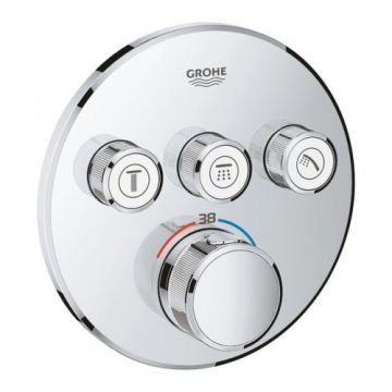 Baterie dus incastrata termostatata Grohe Grohtherm SmartControl, rotunda - Culoare Crom