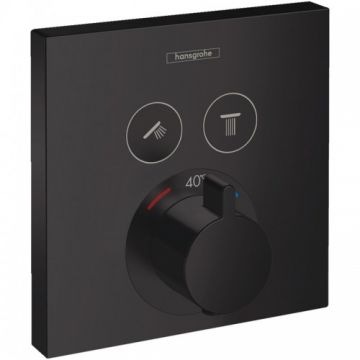 Baterie dus incastrata termostatata Hansgrohe Showerselect, patrata, negru - Culoare Negru