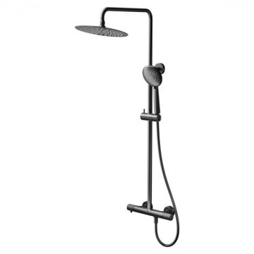 Coloana de dus cu termostat si dus de ploaie negru-grafit, Cersanit Zen Coloana de dus cu termostat si dus de ploaie negru-grafit, Cersanit Zen
