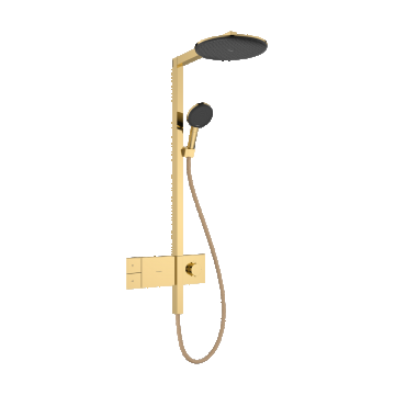Coloana de dus Hansgrohe Raindance Alive S 300 1jet EcoSmart cu baterie termostatata ShowerSelect Comfort gold optic