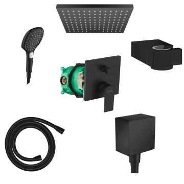 Set de dus complet cu montare in tavan Hansgrohe Negru Mat