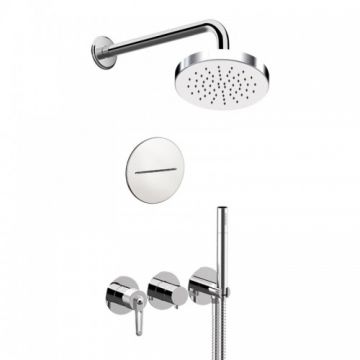 Set de dus cu baterie incastrata Daniel Rubinetterie Brooklyn crom, cu 3 cai - Culoare Crom