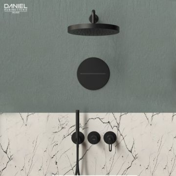 Set de dus cu baterie incastrata Daniel Rubinetterie Brooklyn negru, cu 3 cai - Culoare Negru