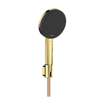 Set de dus Hansgrohe Raindance Alive Select S 125 3jet EcoSmart cu agatatoare si furtun de dus Designflex 160 cm  gold optic
