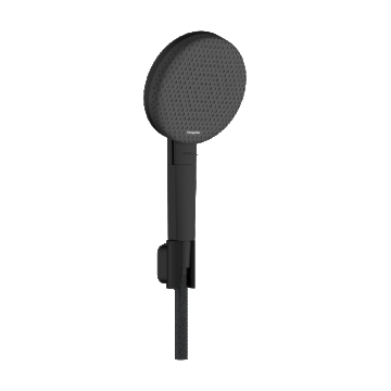 Set de dus Hansgrohe Raindance Alive Select S 125 3jet EcoSmart cu agatatoare si furtun de dus Designflex 160 cm  negru mat