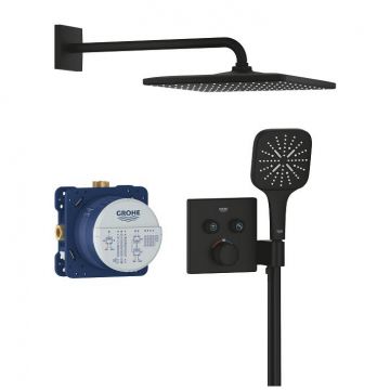 Sistem de dus incastrat Grohe Grohtherm SmartControl Rainshower Mono 310 Cube  phantom black