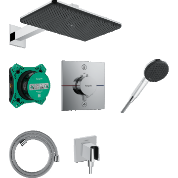Sistem de dus incastrat Hansgrohe Raindance Alive Q Design 210x340 cu baterie termostatata  crom