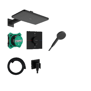 Sistem de dus incastrat Hansgrohe Raindance Alive Q Design 210x340 cu baterie termostatata  negru mat