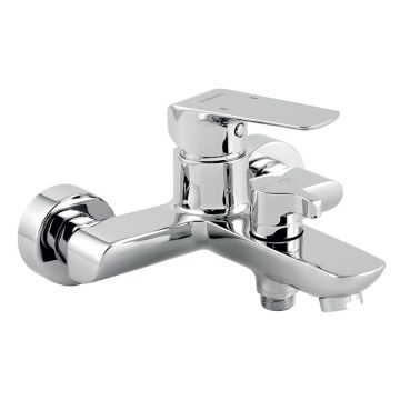 Baterie cada-dus, Ferro, Tina, cu montaj pe perete, crom