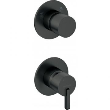 Baterie dus incastrata cu comutator Deante Silia, negru mat - Culoare Negru