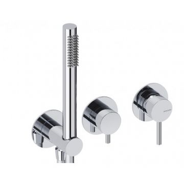 Baterie dus incastrata Sanycces Loop cu para de dus si 2 cai, crom - Dimensiune 14 cm