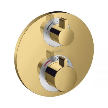 Baterie dus termostatata, Hansgrohe, Ecostat S, auriu lucios