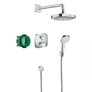 Set de dus Hansgrohe, Croma Select E, cu baterie termostatata Ecostat E, crom