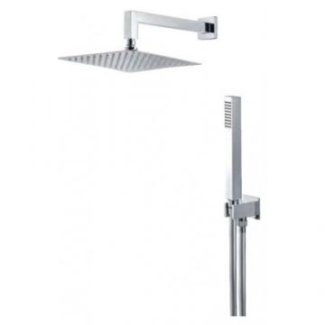 Set dus cu cap de dus patrat 25cm, para si racord de perete Wellness Steel - Vema, crom - Culoare Crom