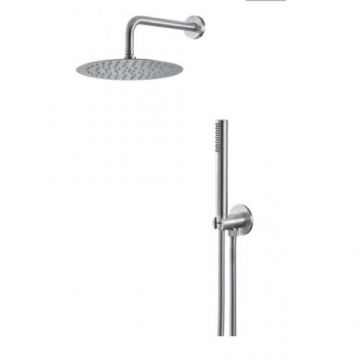 Set dus cu cap de dus rotund 25cm, para si racord de perete Wellness Steel - Vema, crom - Culoare Crom