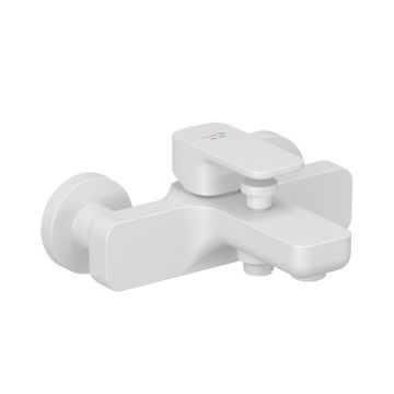 Baterie cadă-duș Kludi, Renon, montaj pe perete, alb mat