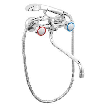 Baterie cada - dus, Ferro, Standard, cu set de dus si pipa mobila, crom