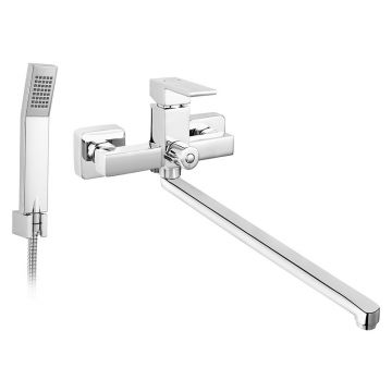 Baterie cada - dus, Ferro, Zicco, cu pipa mobila si set de dus, crom