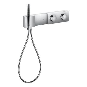 Baterie duș, Axor, Edge, termostatată, 2 funcții, cu pară și furtun de duș, crom, 46700000