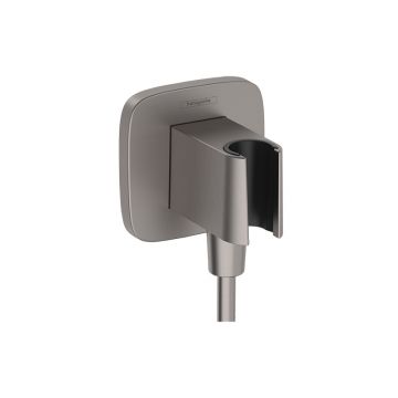 Racord de duș, Hansgrohe, FixFit Q, cu suport pentru para de duș, negru cromat periat