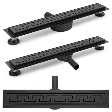 Rigolă de duș Rea Greek Pro, negru mat, 80 cm