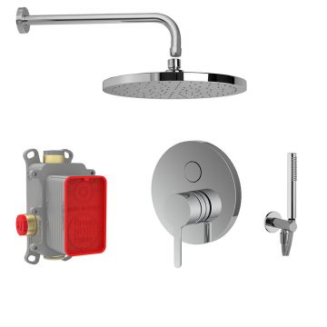 Set de duș, FIMA Carlo Frattini, Snap, cu pălărie și pară de duș cu suport, crom, F3119E2RP252S3CR