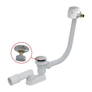 Ventil de cadă click-clack, Alcadrain, cu sifon și alimentare prin preaplin, crom