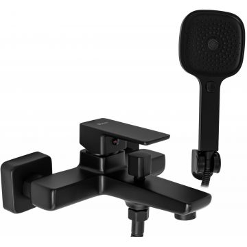 Baterie cada - dus Rea Orix monocomanda negru cu set de dus