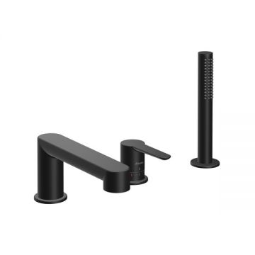 Baterie cada Ravak Puri Black PU 026.20 cu 3 elemente  montare pe cada  negru mat