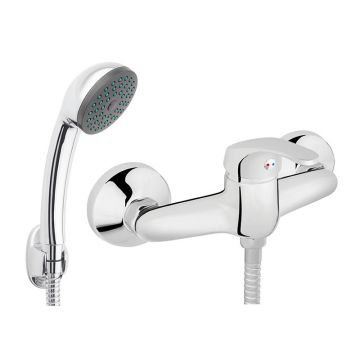 Baterie de duș, Ferro, Basic, cu pară și furtun, crom, BBC77