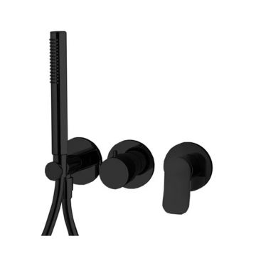 Baterie de duș, FIMA Carlo Frattini, Flo, cu set de duș, negru mat, F3819WX8NS