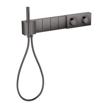 Baterie duș, Axor, Edge, termostatată, 4 funții, cu set de duș, negru cromat lucios, 46720330