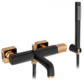 Baterie pentru cada cu set de dus Rea Salto negru - auriu