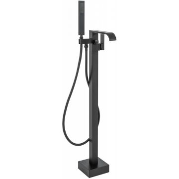 Baterie pentru cada Rea Carat cu montare pe pardoseala negru mat