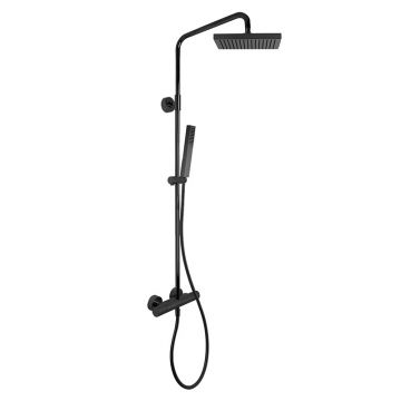 Coloană de duș, FIMA Carlo Frattini, cu baterie termostatată, negru mat, F4925/QP255NS