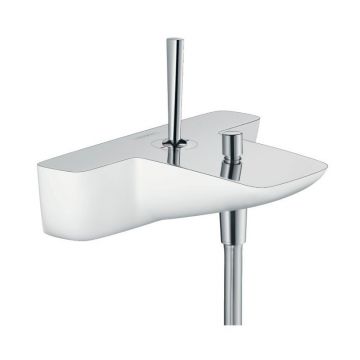 Baterie cada-dus Hansgrohe, PuraVida, maner joystick, alb crom