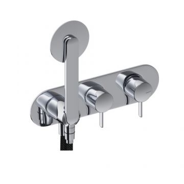 Baterie dus incastrata Sanycces Dedal cu para de dus si 2 cai - Culoare Crom