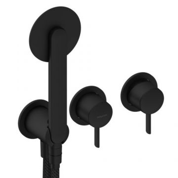 Baterie dus incastrata Sanycces Dedal cu para de dus si 2 cai, negru mat - Culoare Negru