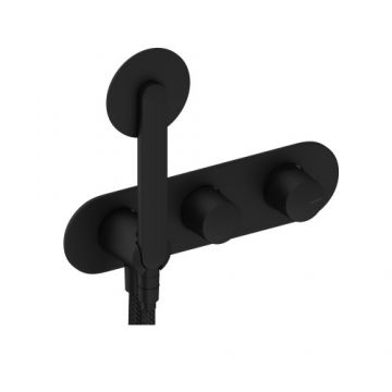 Baterie dus incastrata Sanycces Dedal cu para de dus si 2 cai, negru mat - Culoare Negru