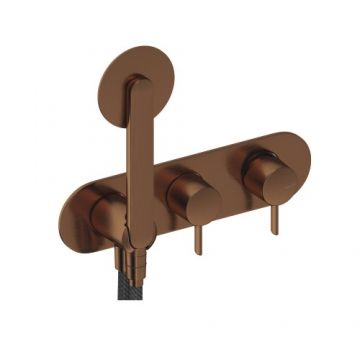 Baterie dus incastrata Sanycces Dedal cu para de dus si 2 cai, rose gold - Culoare rose gold