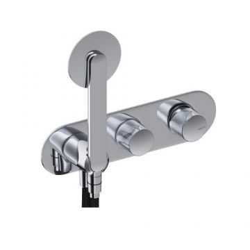 Baterie dus incastrata Sanycces Dedal plisat cu para de dus si 2 cai - Culoare Crom