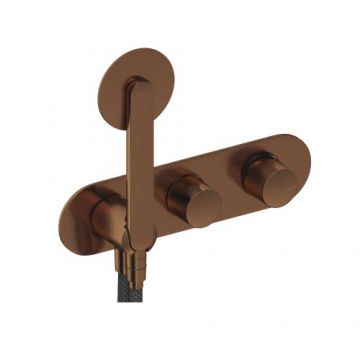 Baterie dus incastrata Sanycces Dedal plisat cu para de dus si 2 cai, rose gold - Culoare rose gold