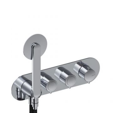 Baterie dus incastrata Sanycces Dedal termostatata cu para de dus si 2 cai, crom - Culoare Crom