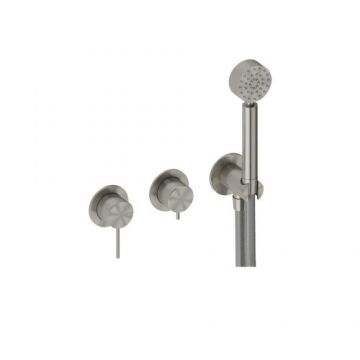 Baterie dus incastrata Sanycces Pool cu para dus si 2 cai, nichel periat - Culoare Gri