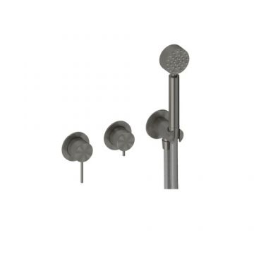 Baterie dus incastrata Sanycces Pool cu para dus si 2 cai, raw metal - Culoare Gri inchis